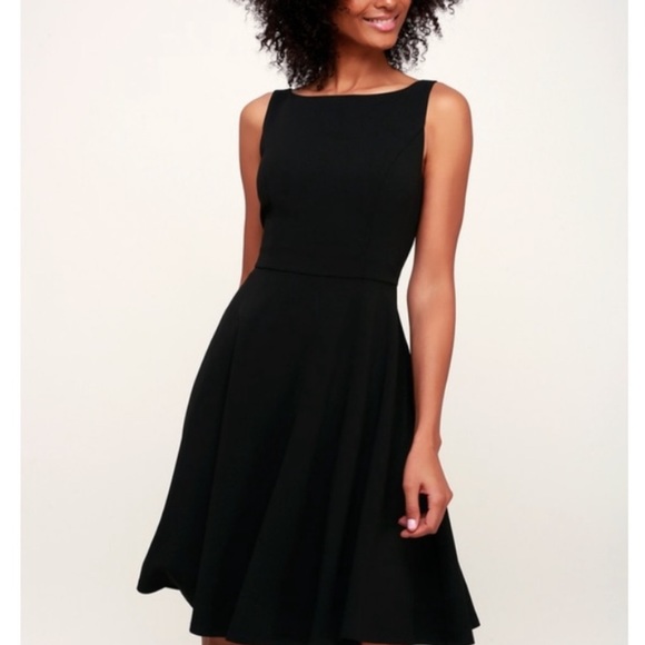 Lulu’s Fall For You Black Skater Dress Medium - Picture 2 of 9